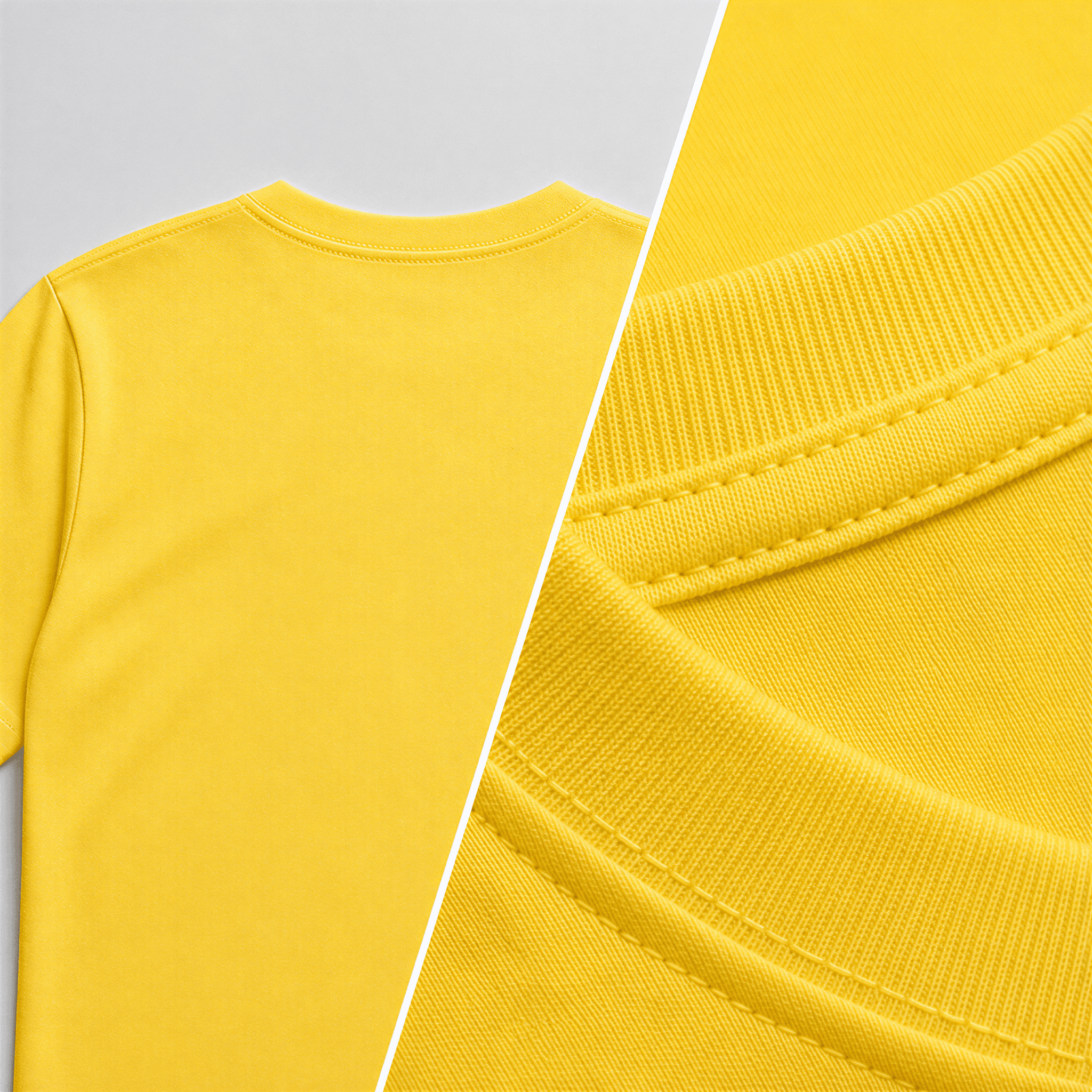 Foto de detalhe — camiseta básica na cor amarela