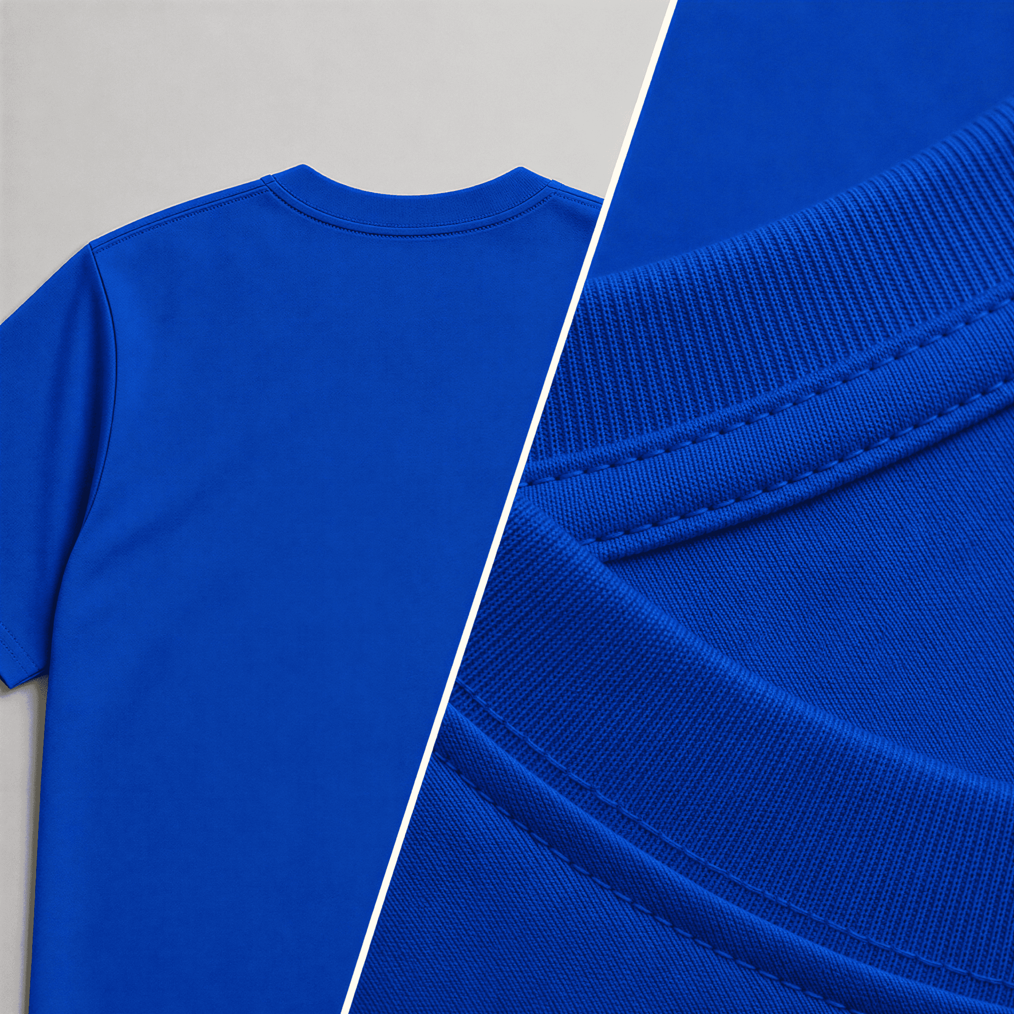 Foto de detalhe — camiseta básica na cor azul royal