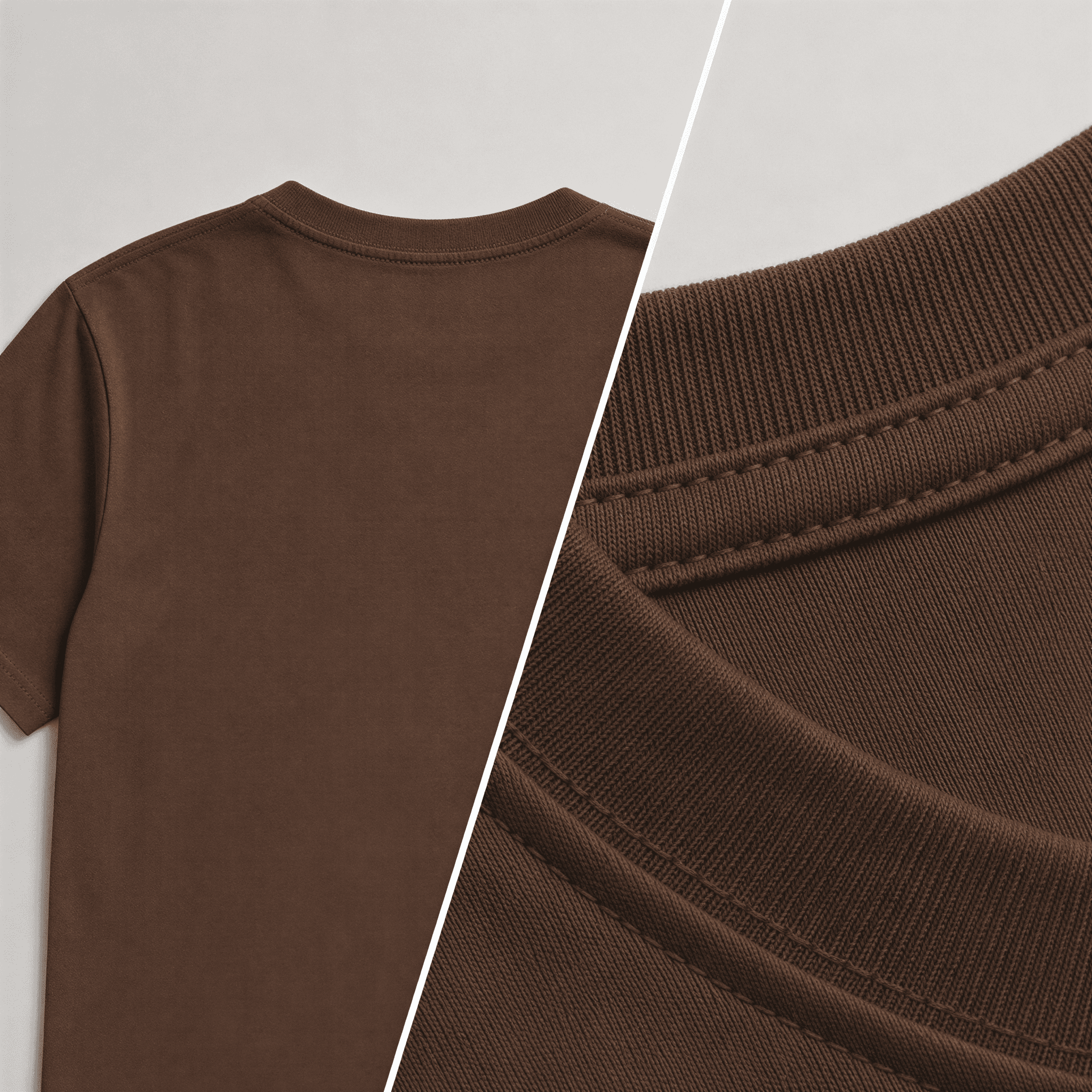 Foto de detalhe — camiseta básica na cor marrom