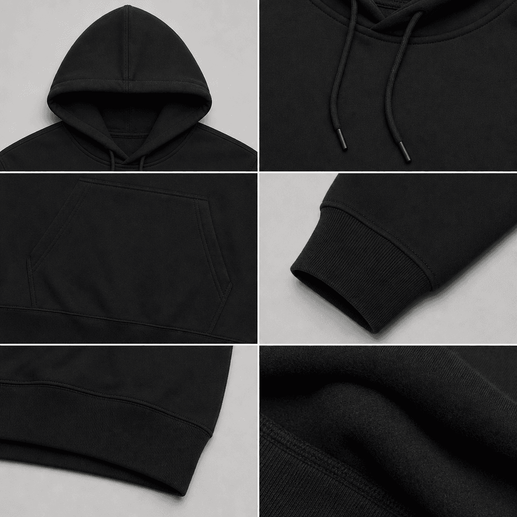 Foto de detalhe — moletom canguru na cor preto