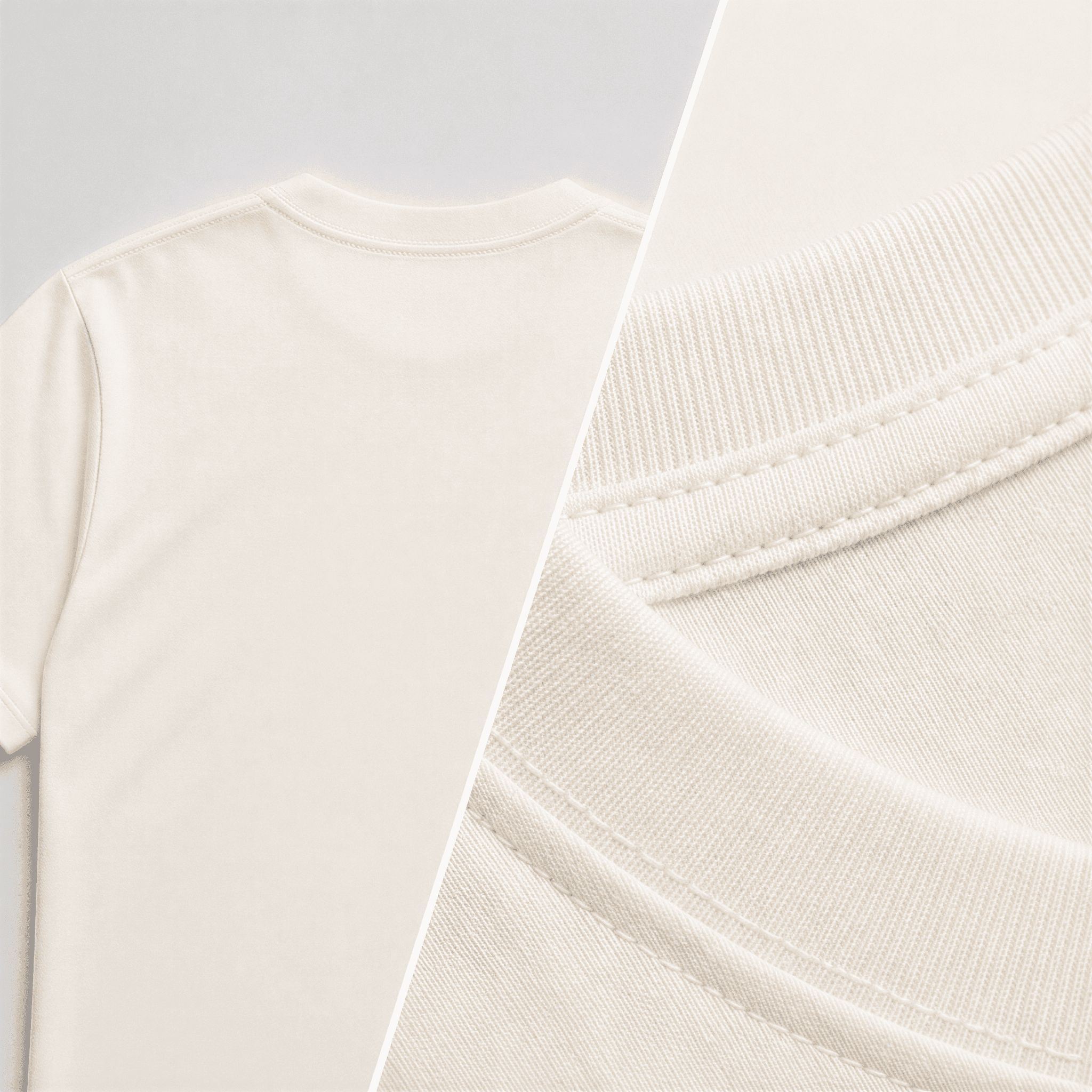 Foto de detalhe — camiseta básica na cor off white