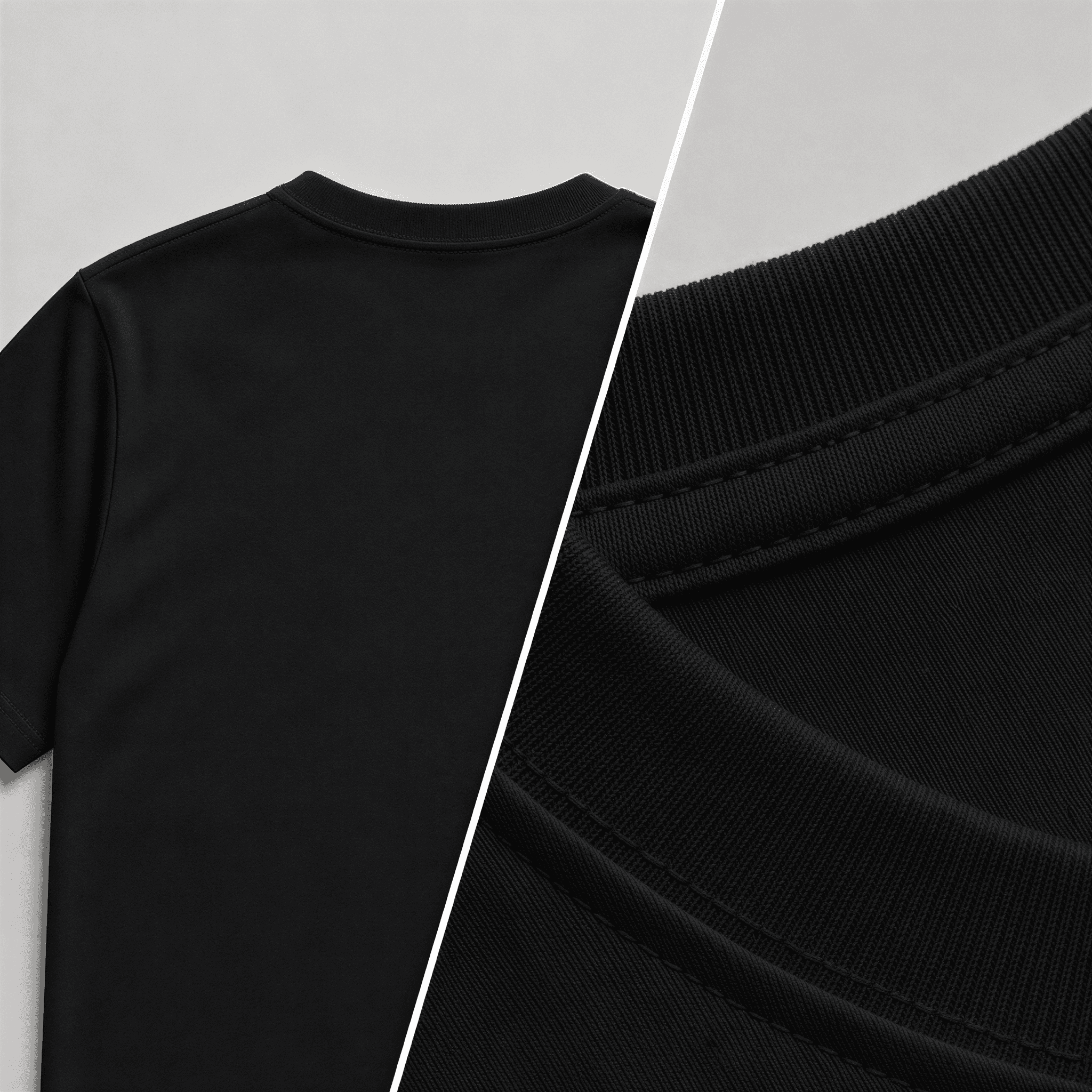 Foto de detalhe — camiseta básica na cor preta