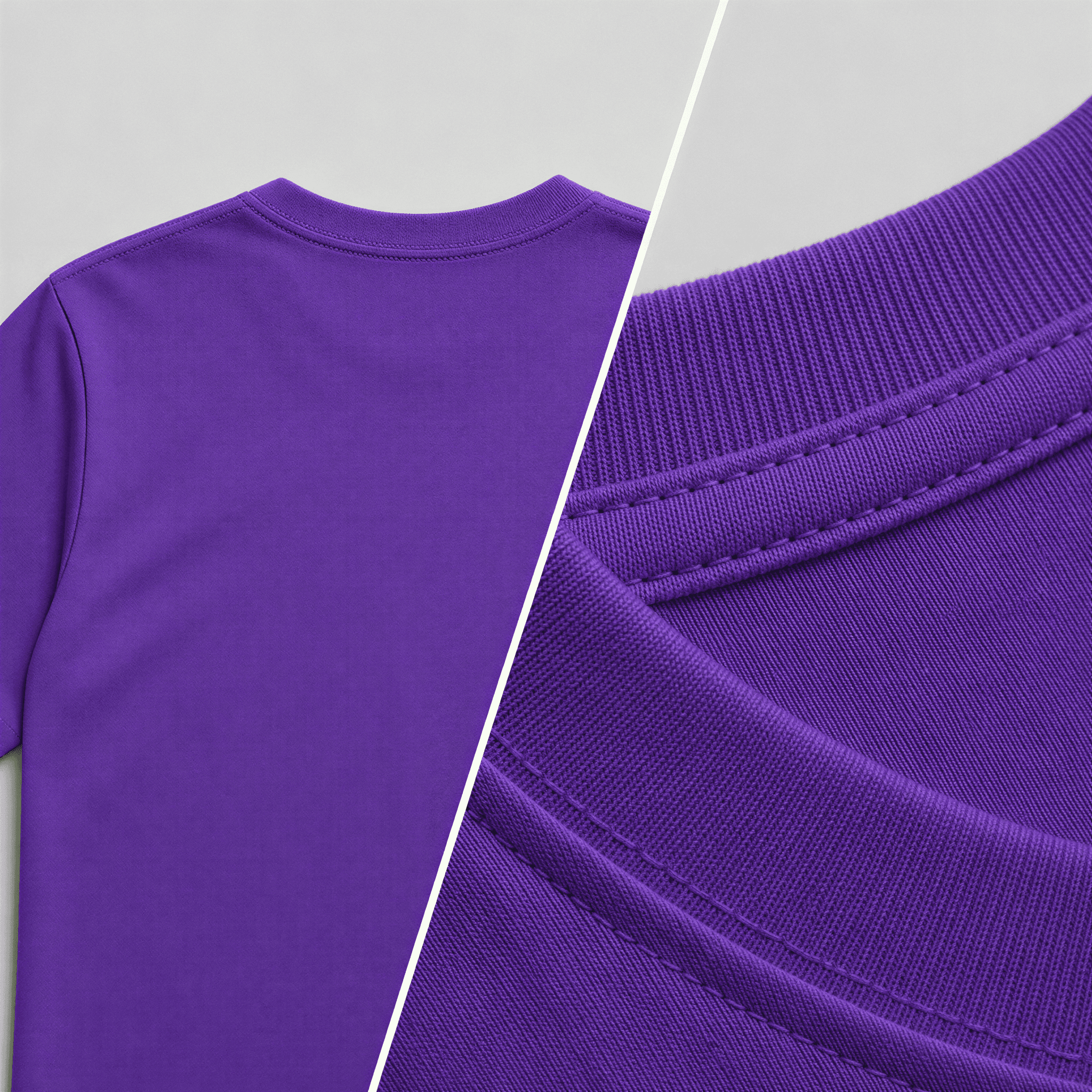 Foto de detalhe — camiseta básica na cor roxa