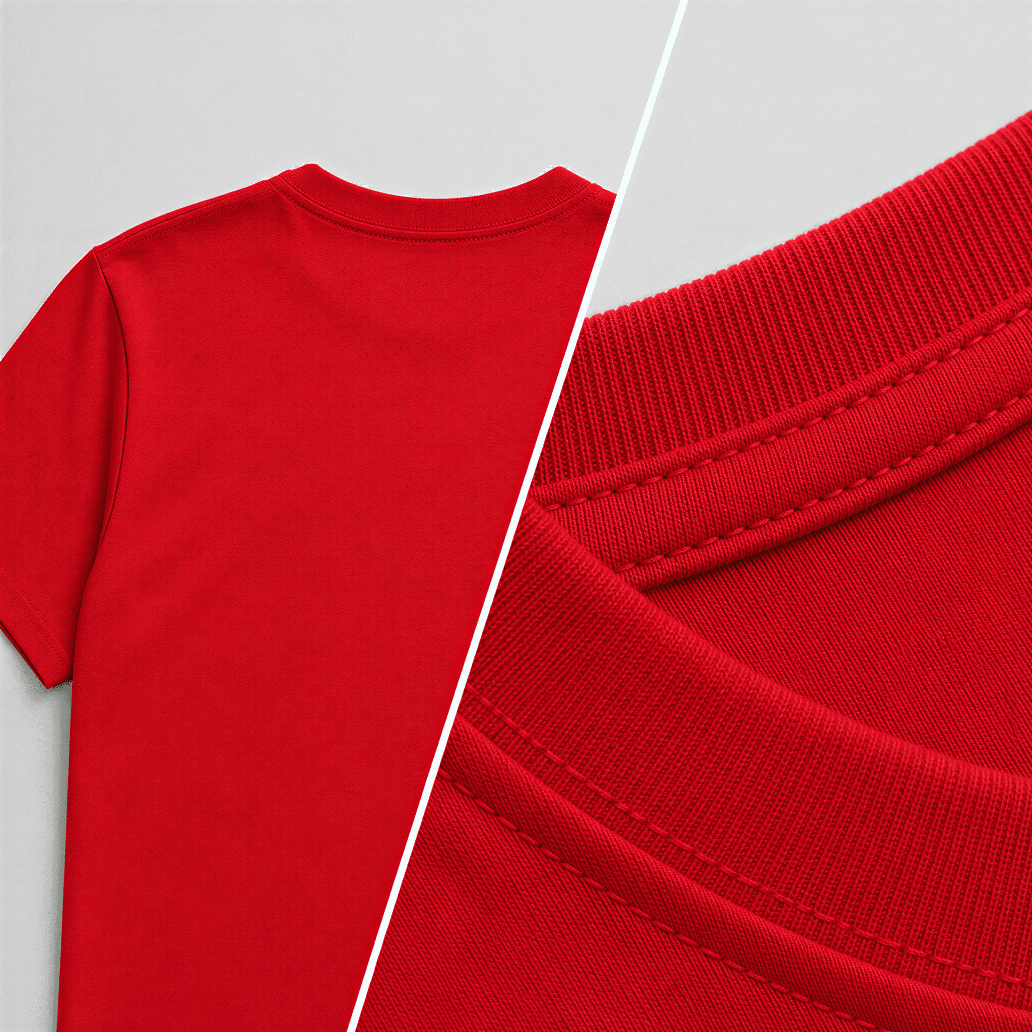 Foto de detalhe — camiseta básica na cor vermelha